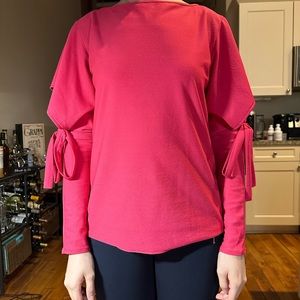 NWOT Zara pink blouse with ties on sleeves, size S